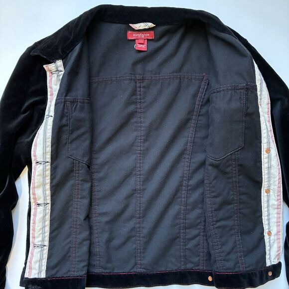 Sundance Velvet Denim/Jean-Style Jacket Black Women's Size Medium Basic Western - Picture 6 of 10